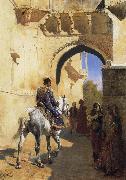 Edwin Lord Weeks A Street SDcene in North West India,Probably Udaipur oil painting reproduction